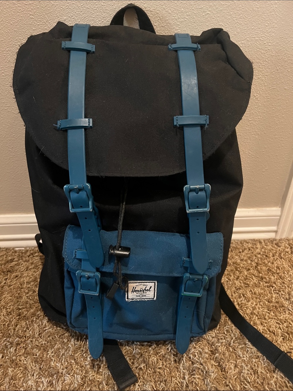 Herschel Supply Company Black Backpack with Blue Accents